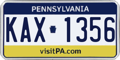 PA license plate KAX1356