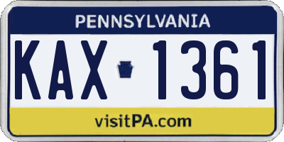 PA license plate KAX1361
