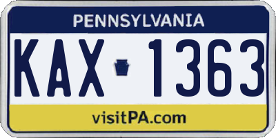 PA license plate KAX1363