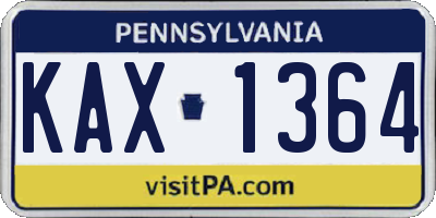 PA license plate KAX1364