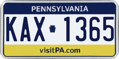 PA license plate KAX1365