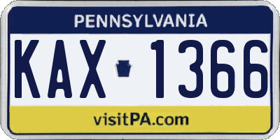 PA license plate KAX1366