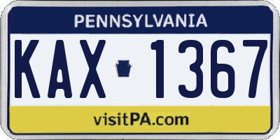 PA license plate KAX1367