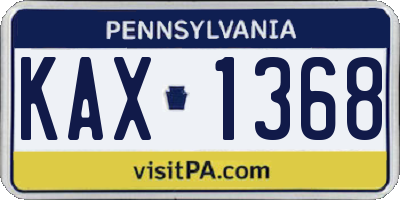 PA license plate KAX1368
