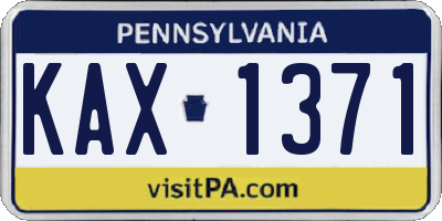 PA license plate KAX1371