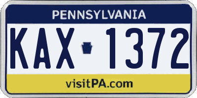 PA license plate KAX1372