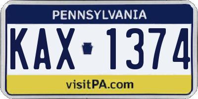 PA license plate KAX1374