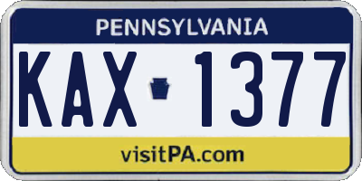 PA license plate KAX1377