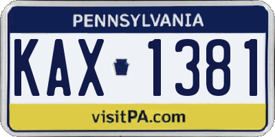 PA license plate KAX1381
