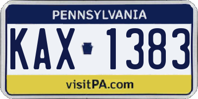PA license plate KAX1383