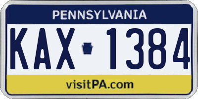 PA license plate KAX1384