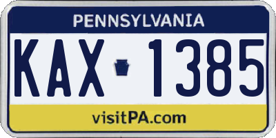 PA license plate KAX1385