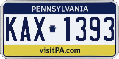 PA license plate KAX1393