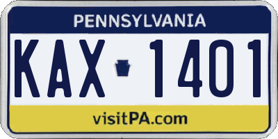 PA license plate KAX1401