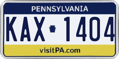 PA license plate KAX1404