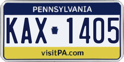PA license plate KAX1405