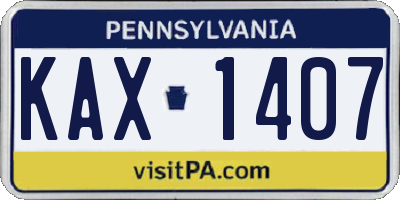 PA license plate KAX1407