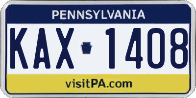 PA license plate KAX1408