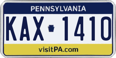 PA license plate KAX1410