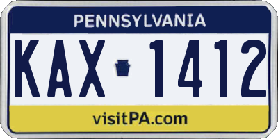 PA license plate KAX1412