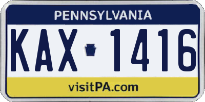 PA license plate KAX1416