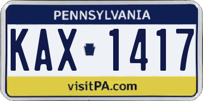 PA license plate KAX1417