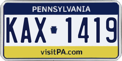PA license plate KAX1419