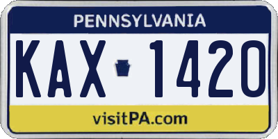 PA license plate KAX1420