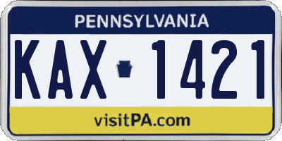 PA license plate KAX1421