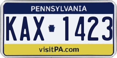PA license plate KAX1423