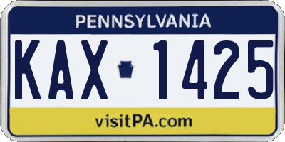 PA license plate KAX1425