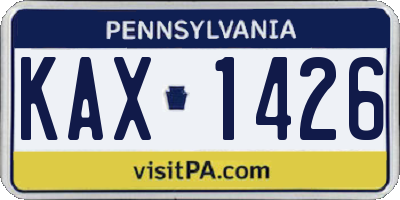 PA license plate KAX1426