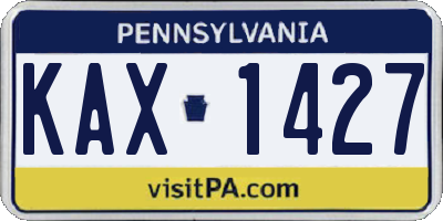 PA license plate KAX1427
