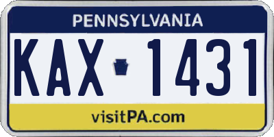 PA license plate KAX1431