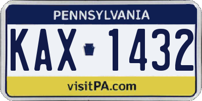 PA license plate KAX1432
