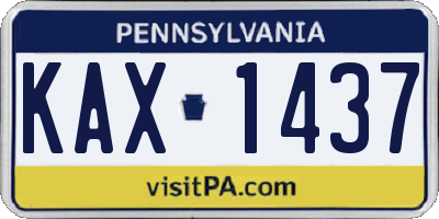 PA license plate KAX1437