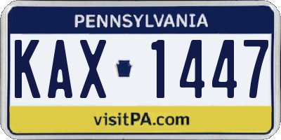 PA license plate KAX1447