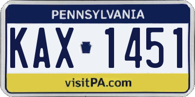 PA license plate KAX1451