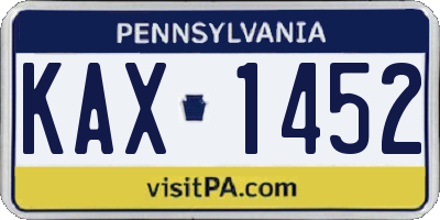 PA license plate KAX1452