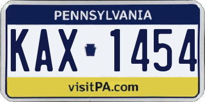 PA license plate KAX1454