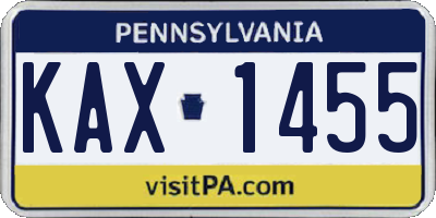 PA license plate KAX1455