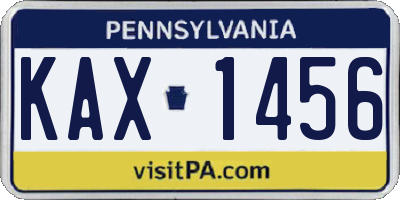 PA license plate KAX1456