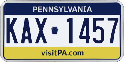 PA license plate KAX1457