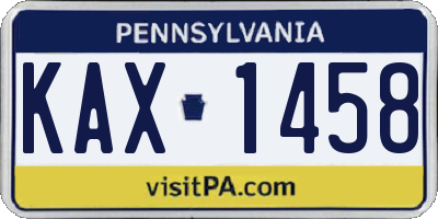 PA license plate KAX1458