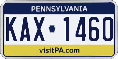 PA license plate KAX1460