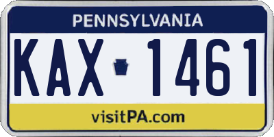 PA license plate KAX1461