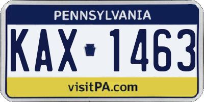 PA license plate KAX1463