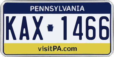 PA license plate KAX1466
