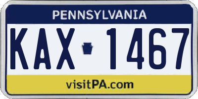 PA license plate KAX1467