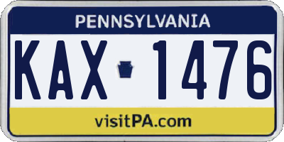 PA license plate KAX1476